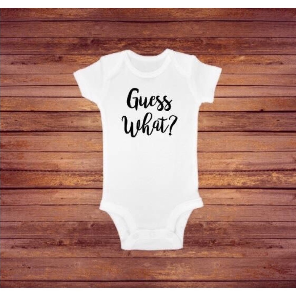 Guess What pregnancy announcement onesie